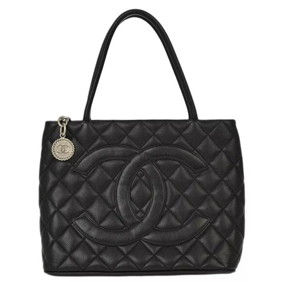 Chanel Black Caviar Medallion Tote Handbag 192838 - Picture 1 of 10